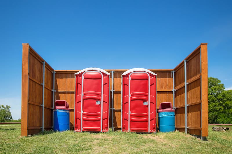 Short-term porta potty units staged for delivery in Bozeman, Montana